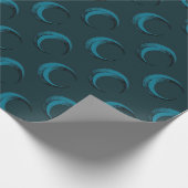 Blauwe en Groene Halve Maan Patroon Halloween Cadeaupapier (Hoek)