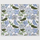 Blauwe en groene Hand Getrokken Bloemblok Print Cadeaupapier (Vlak)