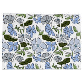 Blauwe en groene Hand Getrokken Bloemblok Print Groot Cadeauzakje (Achterkant)