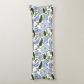 Blauwe en groene Hand Getrokken Bloemblok Print Lichaamskussen (Achterkant (Verticaal))