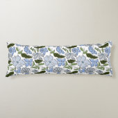 Blauwe en groene Hand Getrokken Bloemblok Print Lichaamskussen (Voorkant)