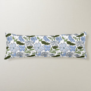 Blauwe en groene Hand Getrokken Bloemblok Print Lichaamskussen