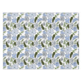 Blauwe en groene Hand Getrokken Bloemblok Print Tafelkleed (Voorkant (Horizontaal))