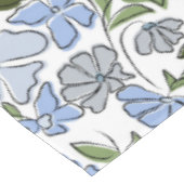 Blauwe en groene Hand Getrokken Bloemblok Print Tafelkleed (Gekanteld)