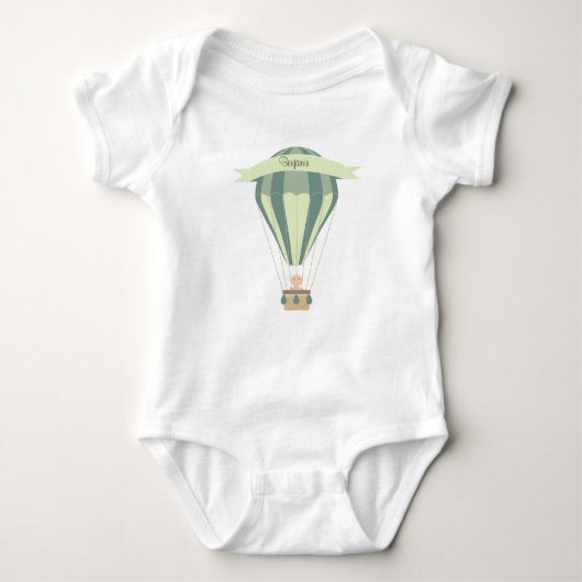 Blauwe en groene heteluchtballon gepersonaliseerd romper (Voorkant)
