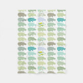 Blauwe en groene Hippo Blanket Fleece Deken (Voorkant)