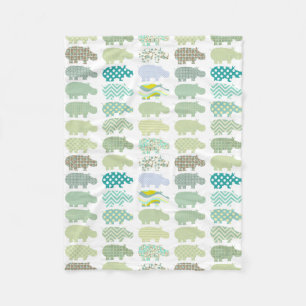 Blauwe en groene Hippo Blanket Fleece Deken