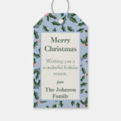 Blauwe en groene Holly Holiday Cadeaulabel (Voorkant)