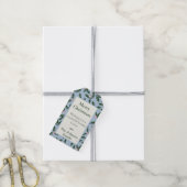 Blauwe en groene Holly Holiday Cadeaulabel (Met Touw)