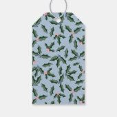 Blauwe en groene Holly Holiday Cadeaulabel (Achterkant)