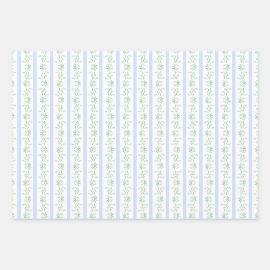 Blauwe en groene Holly Trellis met herten Inpakpapier Vel (Voorkant 2)