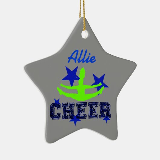 Blauwe en groene hoofdster keramisch ornament (Rechts)