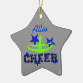 Blauwe en groene hoofdster keramisch ornament (Links)