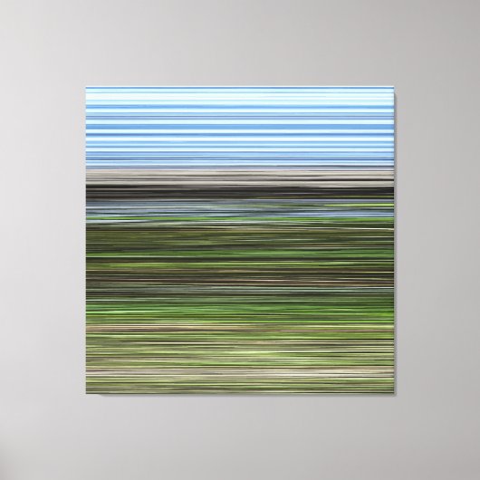 Blauwe en groene horizontale abstracte strepen canvas afdruk (Voorkant)