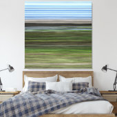 Blauwe en groene horizontale abstracte strepen canvas afdruk (Insitu (Slaapkamer))