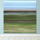 Blauwe en groene horizontale abstracte strepen canvas afdruk (Insitu (Houten vloer))