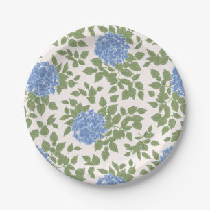 Blauwe en groene hortensia bloemen papieren bordje