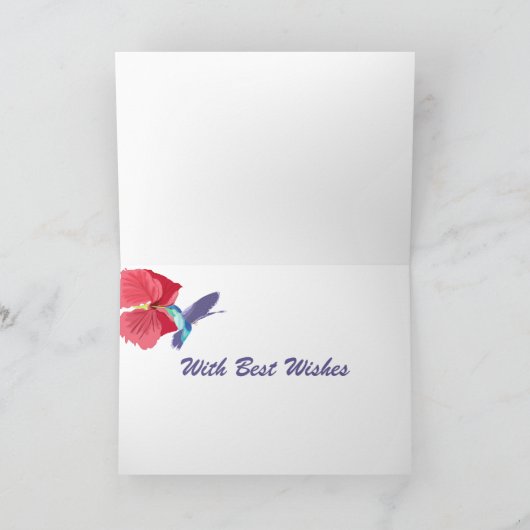 Blauwe en groene Hummingbird Editable Bedankt Kaart (Binnen)