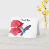 Blauwe en groene Hummingbird Editable Bedankt Kaart (Gele Bloem)