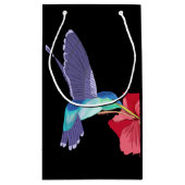 Blauwe en groene Hummingbird en rode Hibiscus Klein Cadeauzakje (Achterkant)
