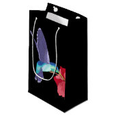 Blauwe en groene Hummingbird en rode Hibiscus Klein Cadeauzakje (Voorkant Gekanteld)