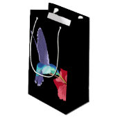 Blauwe en groene Hummingbird en rode Hibiscus Klein Cadeauzakje (Achterkant Gekanteld)