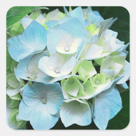 Blauwe en Groene Hydrangea Bloemen Stickers / Zeeh