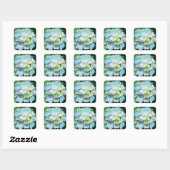 Blauwe en Groene Hydrangea Bloemen Stickers / Zeeh (Vel)