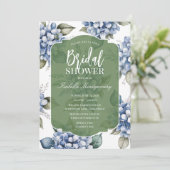 Blauwe en groene Hydrangea Bruidsdouche Kaart (Staand voorkant)