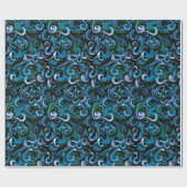 Blauwe en groene inktentakels cadeaupapier (Vlak)