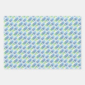 Blauwe en groene jongens Birthday Inpakpapier Vel (Voorkant 2)