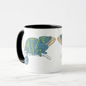 Blauwe en groene kameleon mok (Voorkant links)
