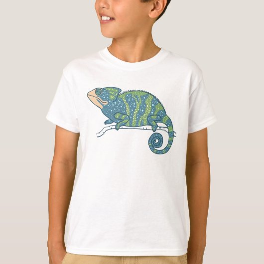 Blauwe en groene kameleon t-shirt (Voorkant)