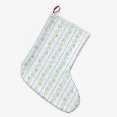 Blauwe en groene kerst Holly Stripe Grote Kerstsok (Voorkant (Hangend))