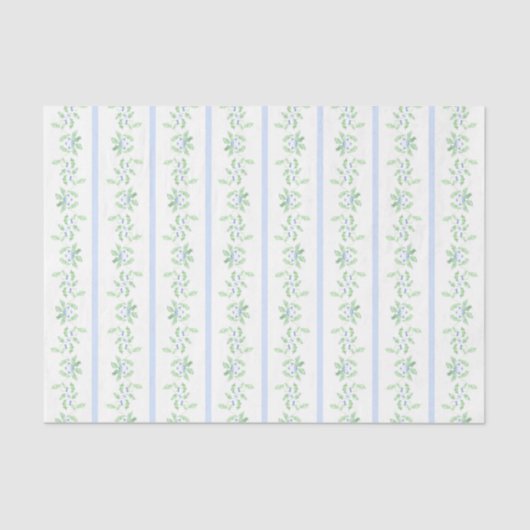 Blauwe en groene kerst Holly Stripe Tissuepapier (Voorkant)