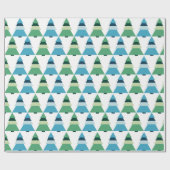 Blauwe en groene kerstbomen Gift Wrapping Paper Cadeaupapier (Vlak)