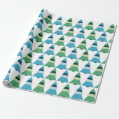 Blauwe en groene kerstbomen Gift Wrapping Paper Cadeaupapier (Uitgerold)