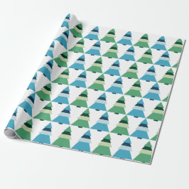 Blauwe en groene kerstbomen Gift Wrapping Paper Cadeaupapier