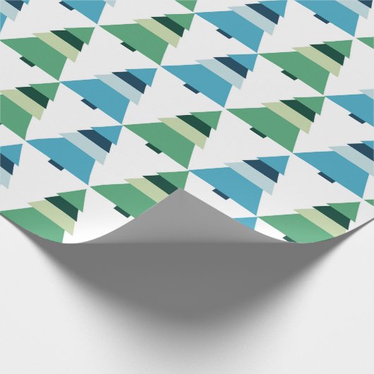 Blauwe en groene kerstbomen Gift Wrapping Paper Cadeaupapier (Hoek)