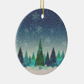 Blauwe en groene kerstboom keramisch ornament (Rechts)