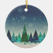 Blauwe en groene kerstboom keramisch ornament (Voorkant)