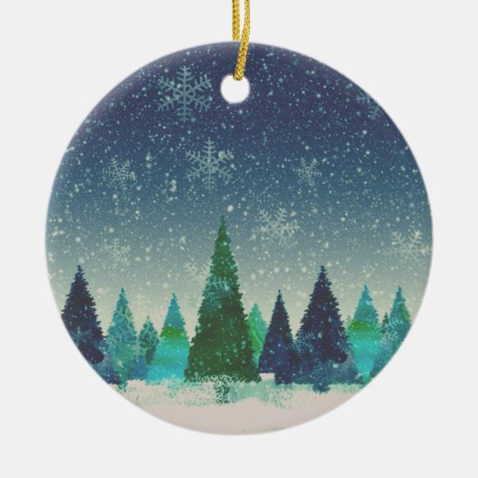 Blauwe en groene kerstboom keramisch ornament (Voorkant)