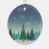 Blauwe en groene kerstboom keramisch ornament (Links)
