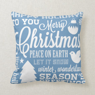 Blauwe en groene kerstondersteboven Kunstpilaar Kussen