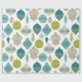 Blauwe en groene kerstversieringen cadeaupapier (Vlak)