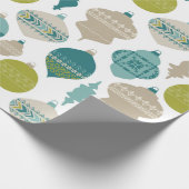 Blauwe en groene kerstversieringen cadeaupapier (Hoek)