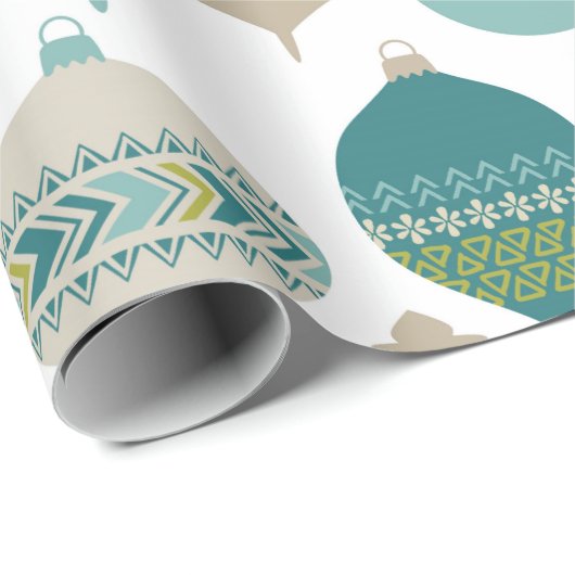 Blauwe en groene kerstversieringen cadeaupapier (Rol Hoek)