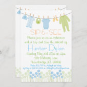 Blauwe en groene kleine kleren Sip en zie Kaart (Voorkant / Achterkant)