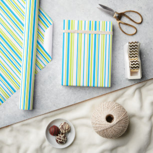Blauwe en groene kleuren eenvoudige Stripes Patroo Cadeaupapier