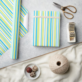 Blauwe en groene kleuren eenvoudige Stripes Patroo Cadeaupapier
